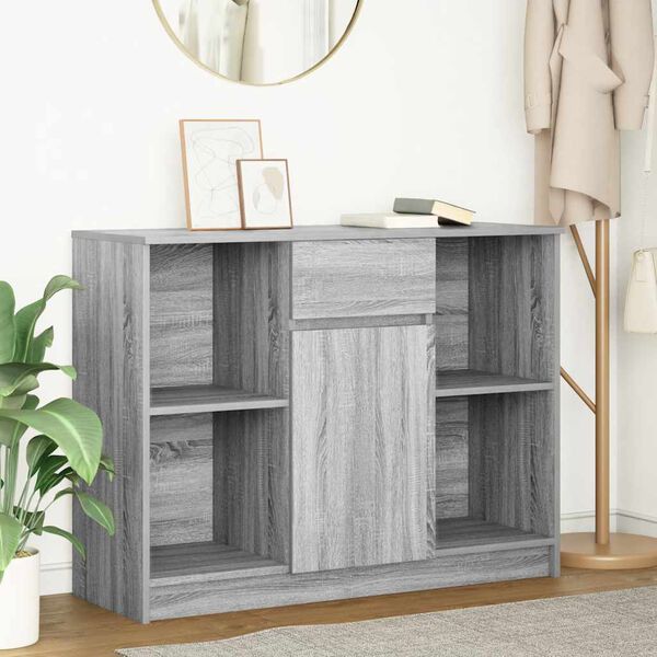vidaXL Buffet avec tiroir sonoma gris 101x35x76 cm bois d'ingénierie