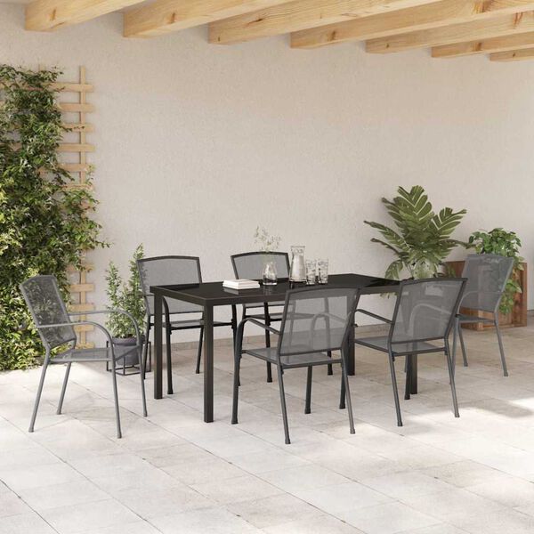vidaXL Ensemble de salle &agrave; manger pour jardin 7 pcs Anthracite