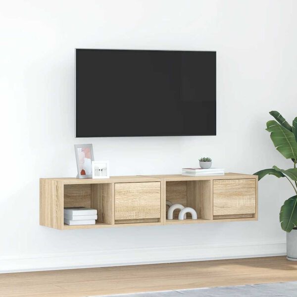 vidaXL Meubles TV 2 pcs chêne sonoma 60x31x25,5 cm bois d'ingénierie