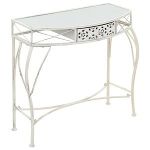 vidaXL Table d'appoint Style fran&ccedil;ais M&eacute;tal 82 x 39 x 76 cm Blanc