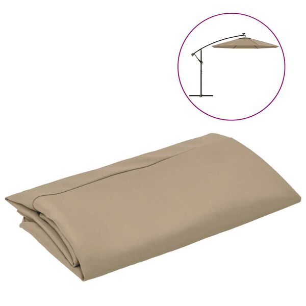 vidaXL Tissu de rechange pour parasol d&eacute;port&eacute; taupe 350 cm