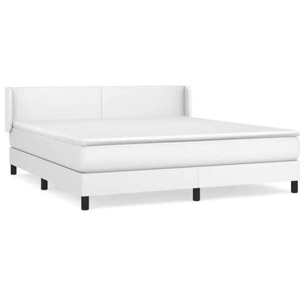 vidaXL Sommier &agrave; lattes de lit avec matelas Blanc 180x200cm Similicuir