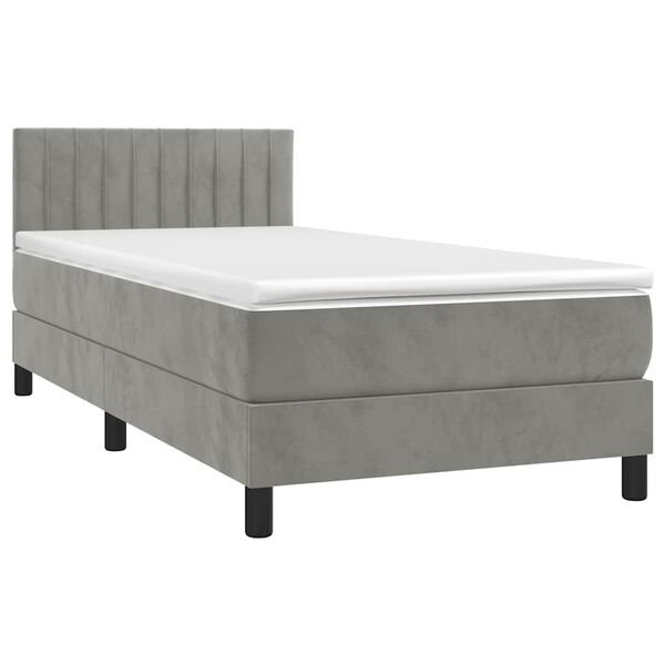 vidaXL Sommier &agrave; lattes de lit et matelas Gris clair 80x200 cm Velours
