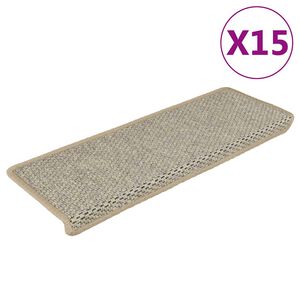 vidaXL Tapis d'escalier adh&eacute;sifs sisal 15 pcs 65x21x4 cm vert clair