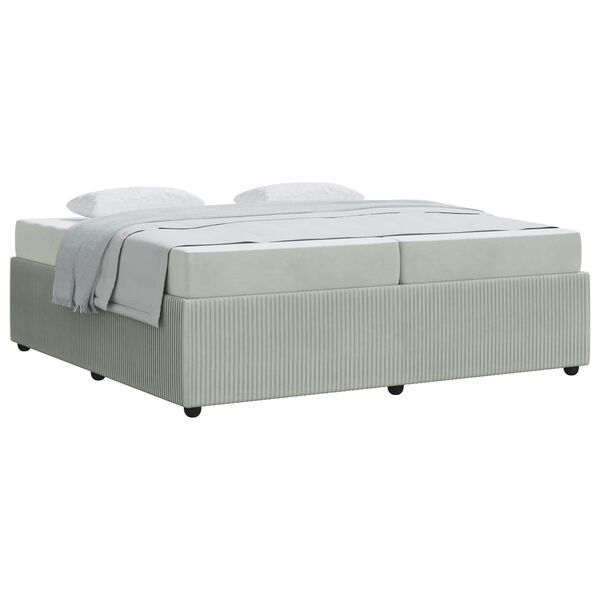 vidaXL Cadre de lit avec matelas Gris clair 200 x 200 cm tissu