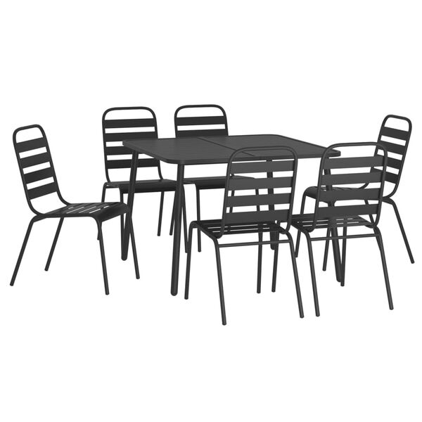 vidaXL Ensemble &agrave; manger de jardin 7 pcs anthracite acier