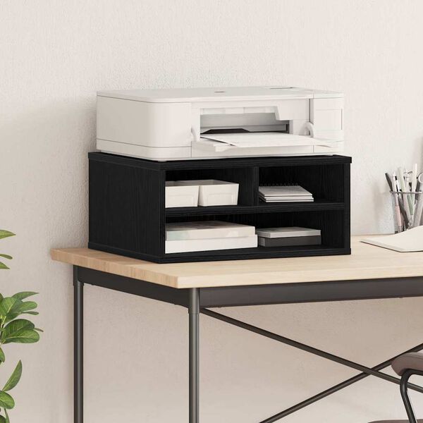 vidaXL Support d'imprimante avec stockage Chêne noir 49 x 40 x 22,5 cm