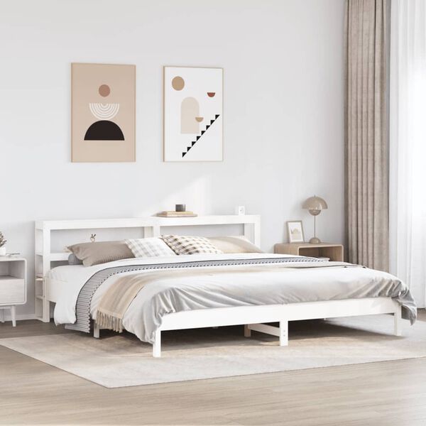 vidaXL Cadre de lit sans matelas blanc 200x200 cm bois massif de pin