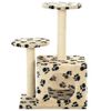 vidaXL Arbre à chat avec griffoir en sisal 60 cm Beige Motif de pattes