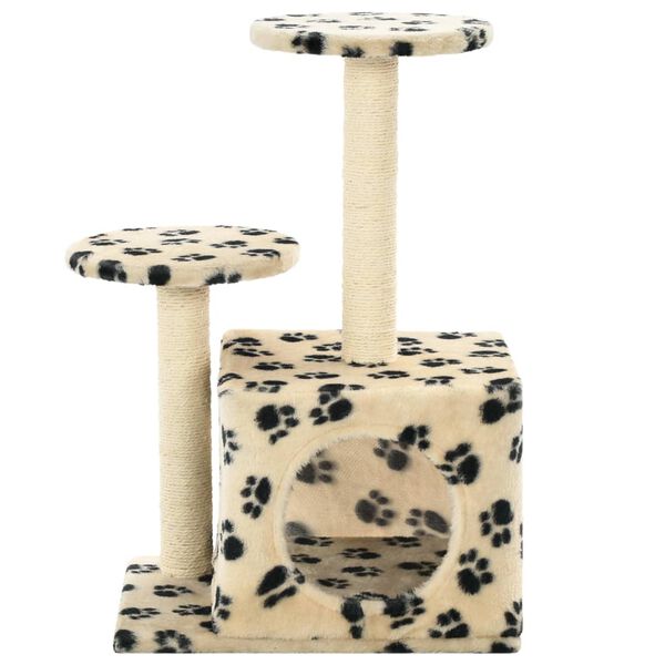 vidaXL Arbre à chat avec griffoir en sisal 60 cm Beige Motif de pattes