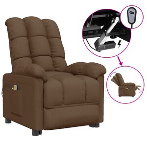 vidaXL Fauteuil &eacute;lectrique de massage Marron Tissu