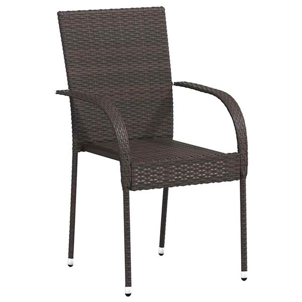 vidaXL Chaises empilables d'extérieur lot de 6 Résine tressée Marron