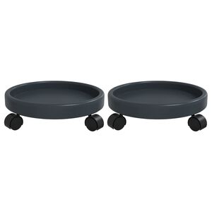 vidaXL Chariots à plantes avec roues 2 pcs gris diamètre 34 cm 35 kg
