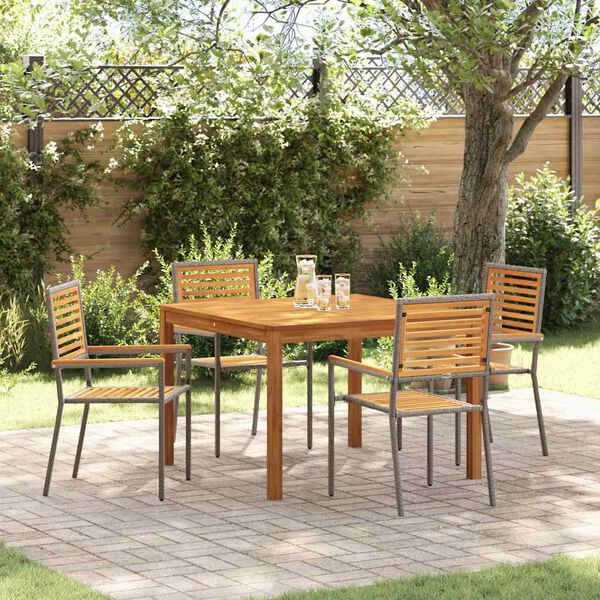 vidaXL Ensemble de salle à manger pour jardin 5 pcs Gris Poly rotin