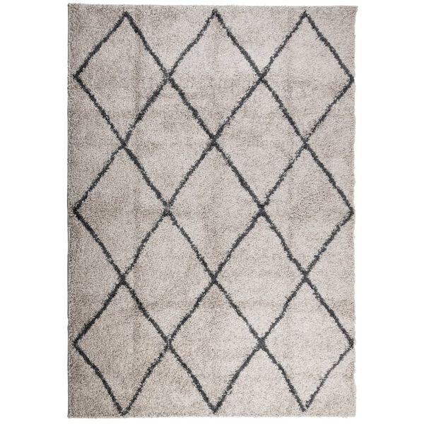 vidaXL Tapis shaggy &agrave; poils longs moderne beige anthracite 160x230 cm