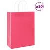 vidaXL Sacs en papier 50 pcs avec poign&eacute;es rose 26x12x35 cm
