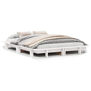 vidaXL Cadre de lit sans matelas blanc 150x200 cm bois de pin massif