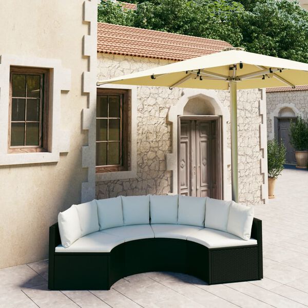 vidaXL Salon de jardin 4 pcs avec coussins R&eacute;sine tress&eacute;e Noir