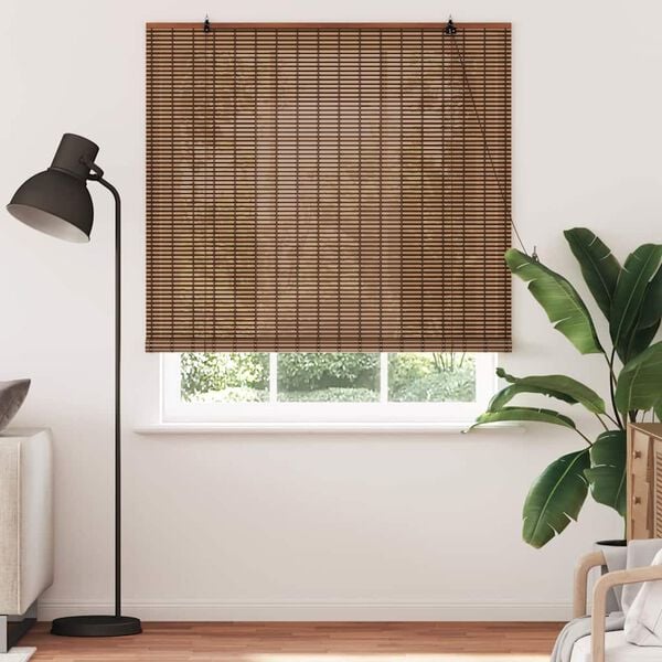 vidaXL Store enrouleur avec des rideaux Marron 140 x 220 cm Bambou