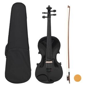 vidaXL Ensemble de violon avec archet et mentonnière Noir 4/4