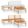 vidaXL Salon de jardin 4 pcs avec coussins cr&egrave;me Bois de teck solide