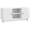 vidaXL Meuble TV 102 x 34,5 x 50 cm Blanc brillant Bois d'ing&eacute;nierie