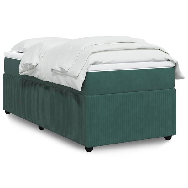 vidaXL Sommier &agrave; lattes de lit avec matelas Vert fonc&eacute; 90x200 cm