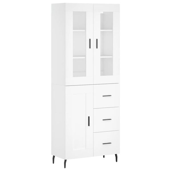 vidaXL Buffet haut Blanc 69,5x34x180 cm Bois d'ing&eacute;nierie