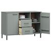 vidaXL Buffet avec pieds en métal Gris 113x40x77 cm Bois massif OSLO