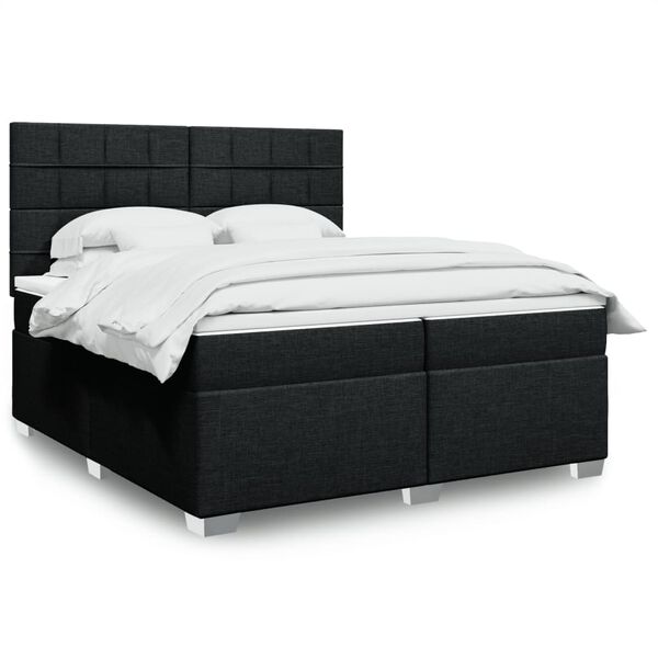 vidaXL Sommier &agrave; lattes de lit avec matelas Noir 200x200 cm Tissu