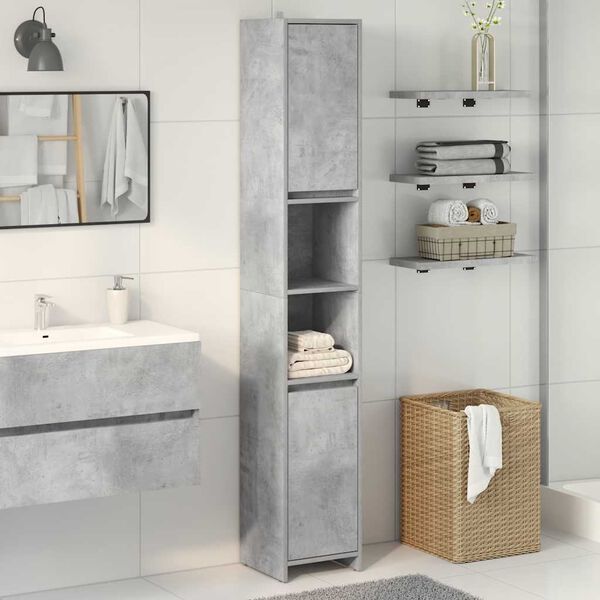 vidaXL Armoire de salle de bain Gris béton 30x30x183,5 cm Aggloméré