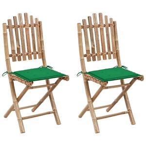 vidaXL Chaises pliantes (lot de 2) avec coussins en bambou