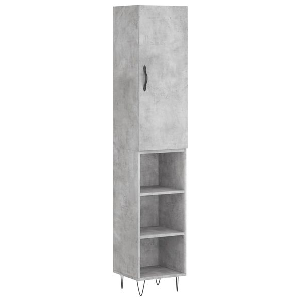 vidaXL Buffet haut Gris b&eacute;ton 34,5x34x180 cm Bois d'ing&eacute;nierie