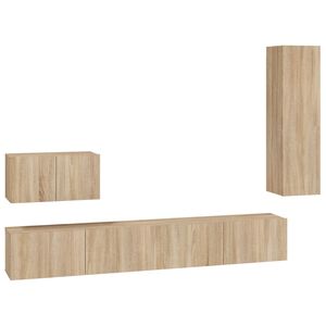 vidaXL Ensemble de meubles TV 4 pcs Ch&ecirc;ne sonoma Bois d'ing&eacute;nierie