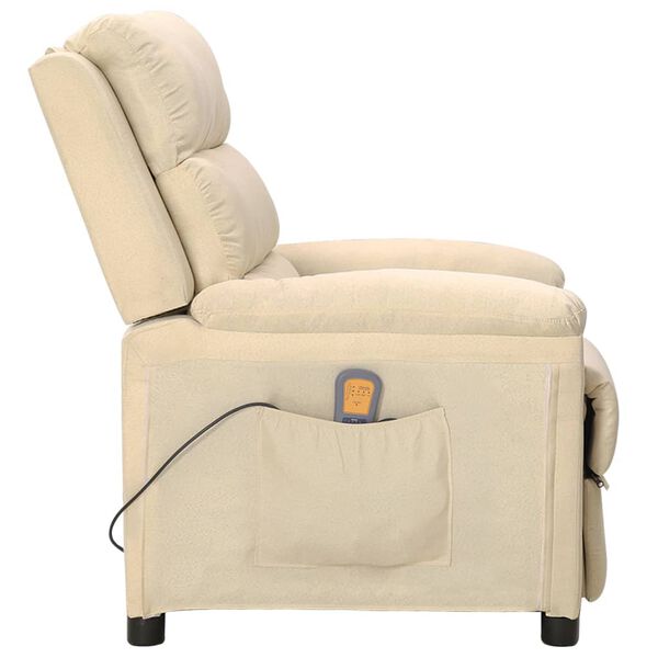 vidaXL Fauteuil de massage Cr&egrave;me Tissu