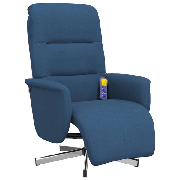 vidaXL Fauteuil inclinable de massage avec repose-pieds bleu tissu