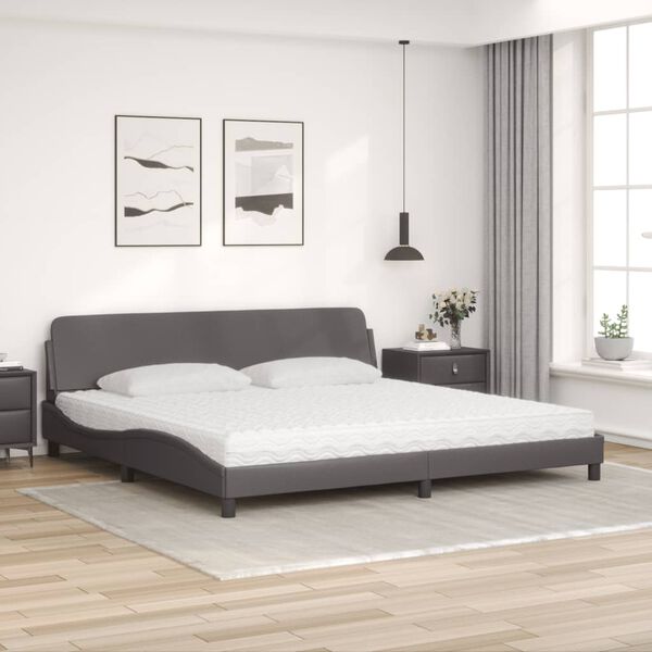 vidaXL Lit avec matelas Dover gris 200x200 cm similicuir