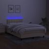 vidaXL Sommier &agrave; lattes de lit matelas et LED cr&egrave;me 120x190 cm tissu