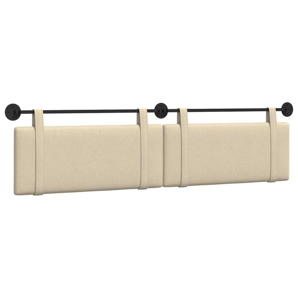 vidaXL T&ecirc;te de lit suspendue Montage mural Cr&egrave;me 210 x 55 x 5 cm tissu