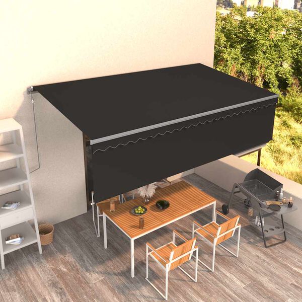 vidaXL Auvent r&eacute;tractable automatique avec store 5x3 m Anthracite