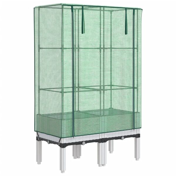 vidaXL Jardini&egrave;re sur&eacute;lev&eacute;e avec housse aspect rotin 80x40x140 cm