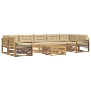 vidaXL Ensemble de canap&eacute;s d'ext&eacute;rieur 8 pcs Blanc et Beige