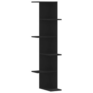 vidaXL &Eacute;tag&egrave;re d'angle murale noir 36,5x36,5x140 cm bois d'ing&eacute;nierie