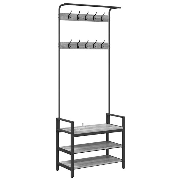 vidaXL Porte-manteau Gris Sonoma 75 x 34 x 184 cm Bois d'ing&eacute;nierie
