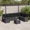 vidaXL Ensemble de canapé de jardin avec coussin 9 pcs Noir Poly rotin