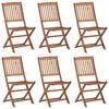 vidaXL Chaises pliables de jardin lot de 6 avec coussins Bois d'acacia