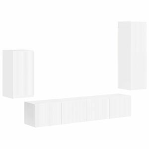 vidaXL Ensemble meuble TV 4 pcs Blanc brillant Bois d'ing&eacute;nierie