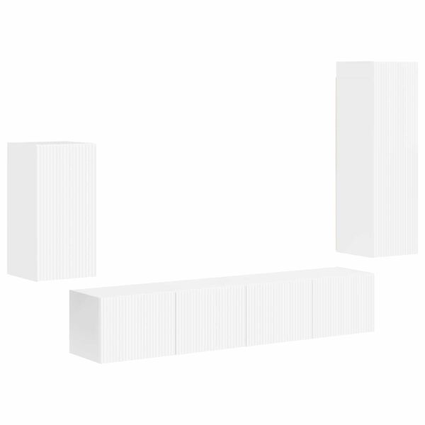 vidaXL Ensemble meuble TV 4 pcs Blanc brillant Bois d'ing&eacute;nierie