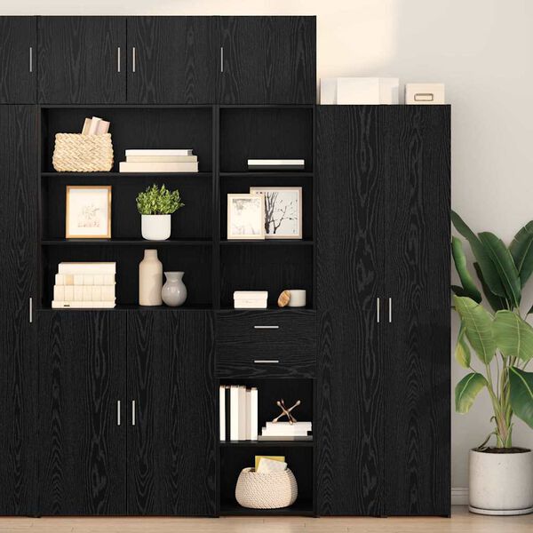 vidaXL Haut Armoire Ch&ecirc;ne noir 45 x 42,5 x 185 cm Bois d'ing&eacute;nierie