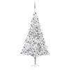 vidaXL Arbre de No&euml;l artificiel pr&eacute;-&eacute;clair&eacute;/boules argent&eacute; 210 cm PET